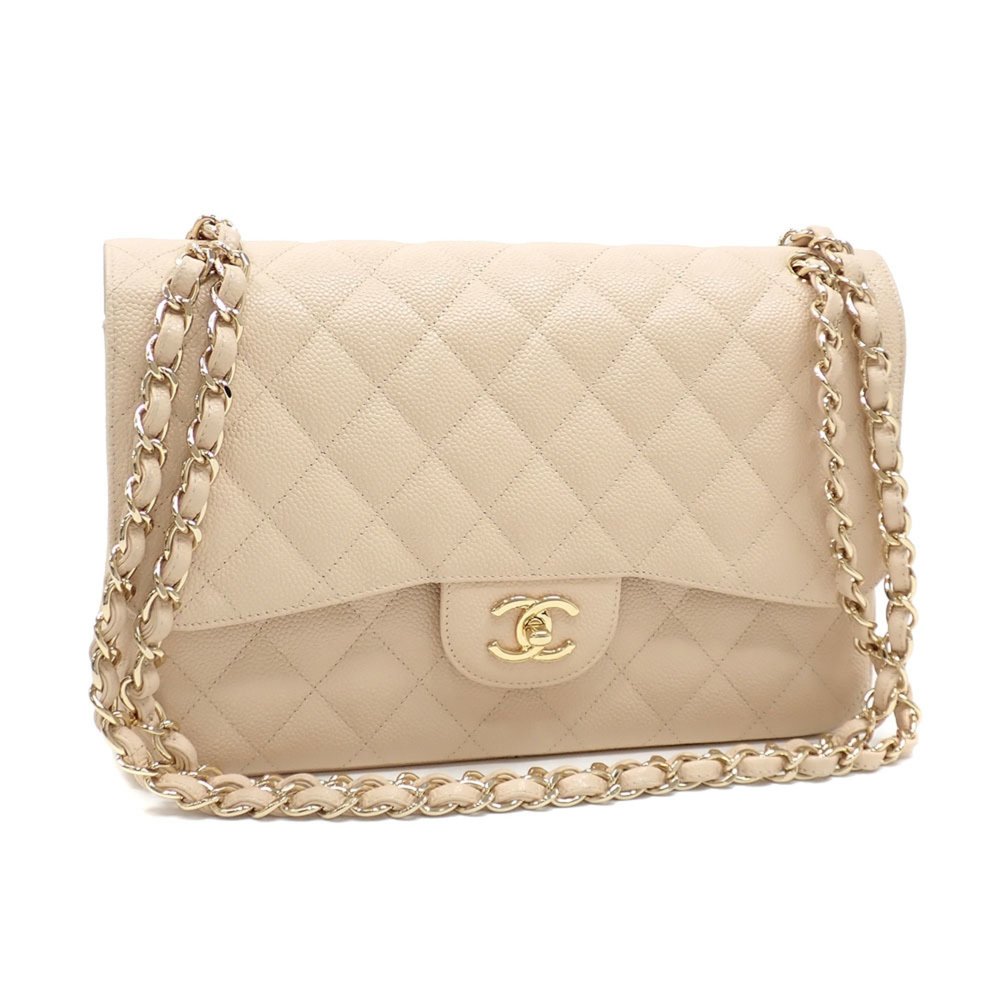 Chanel W flap chain shoulder bag Matelasse 30 Women's Beige Caviar Skin A5860... - Picture 2 of 10